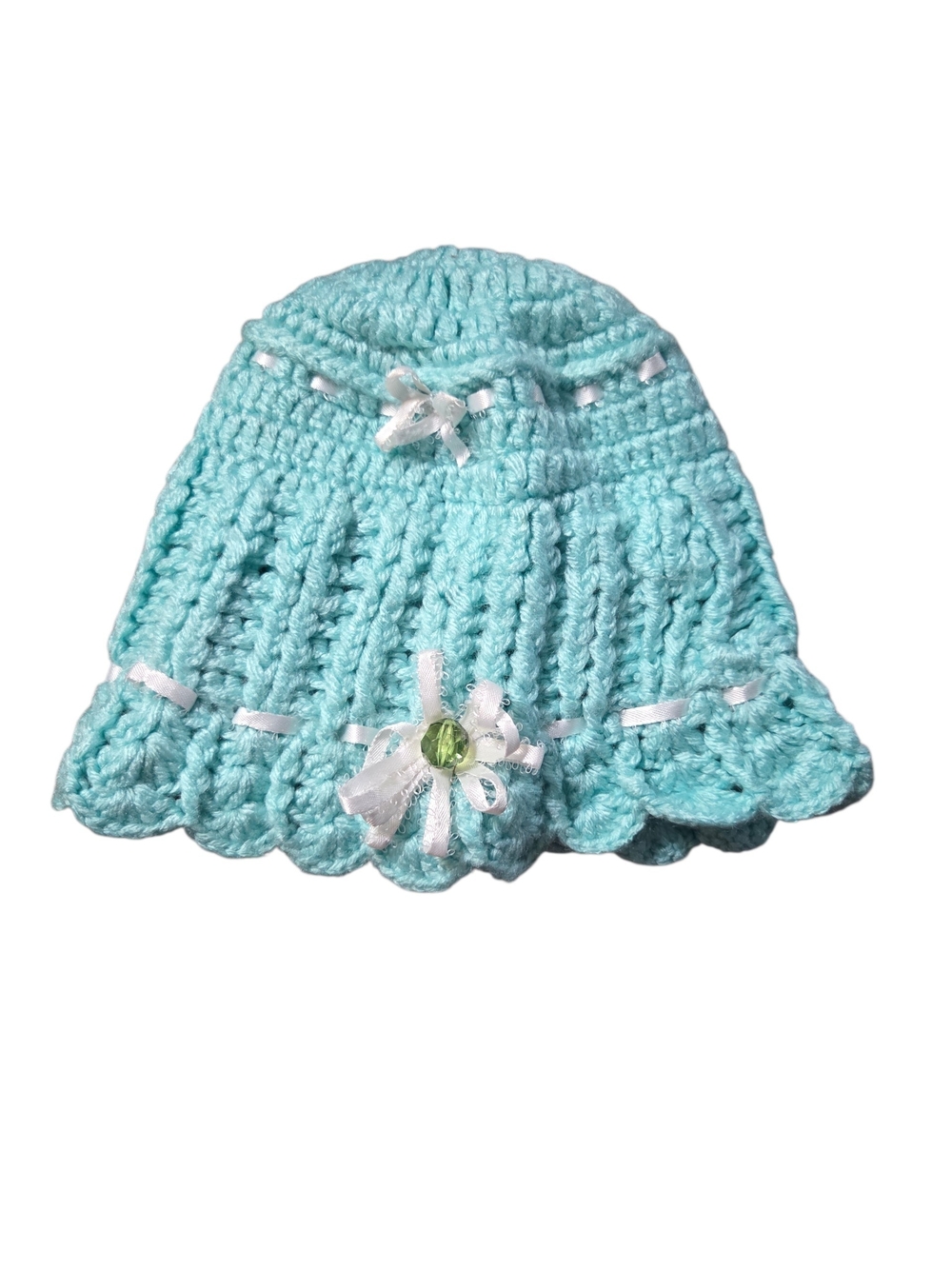 Handmade Light Blue Crochet Sun Hat for Girls